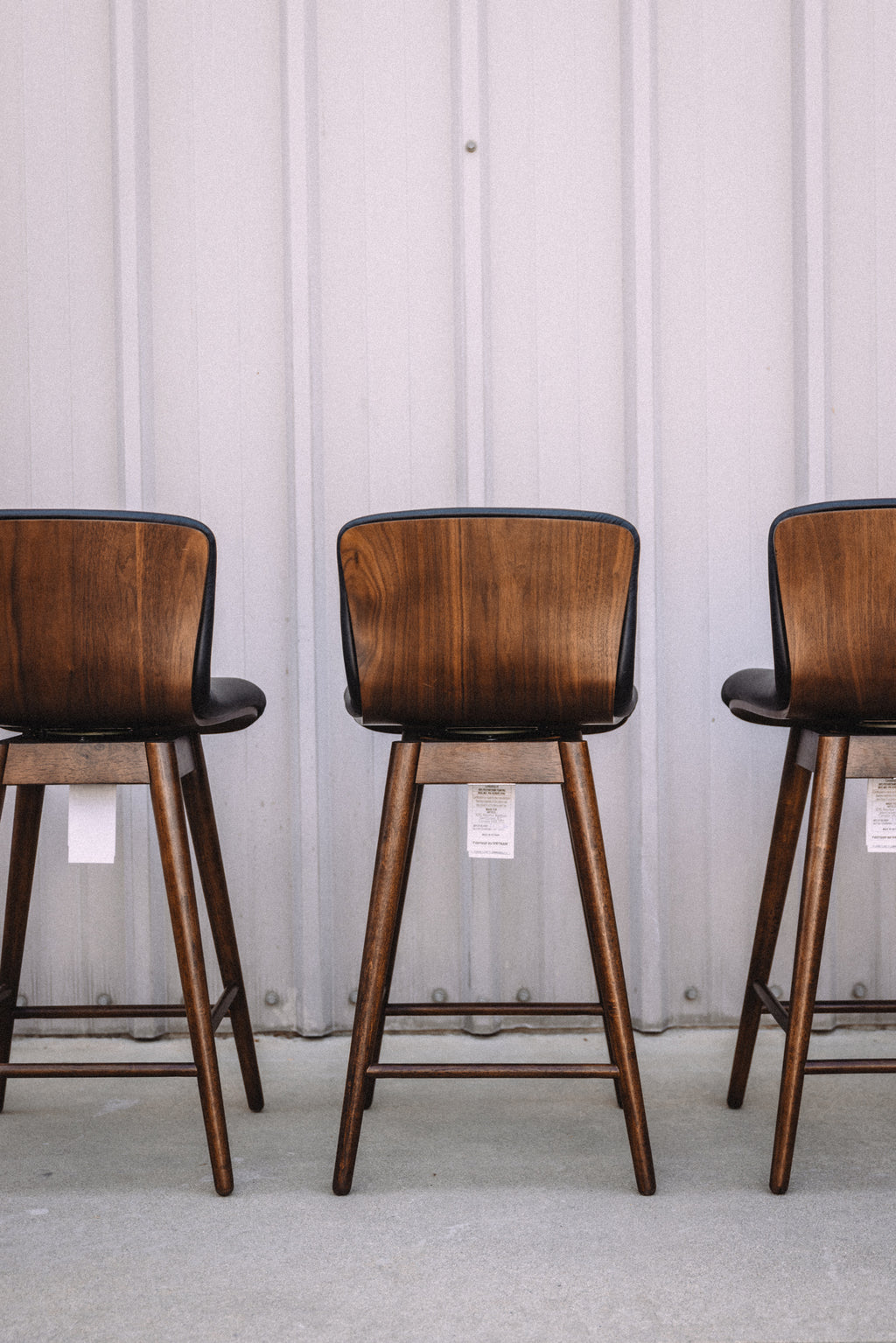 Article Sede Leather Swivel Counter Stool - Walnut And Black (Set of 4)