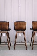 Article Sede Leather Swivel Counter Stool - Walnut And Black (Set of 4)