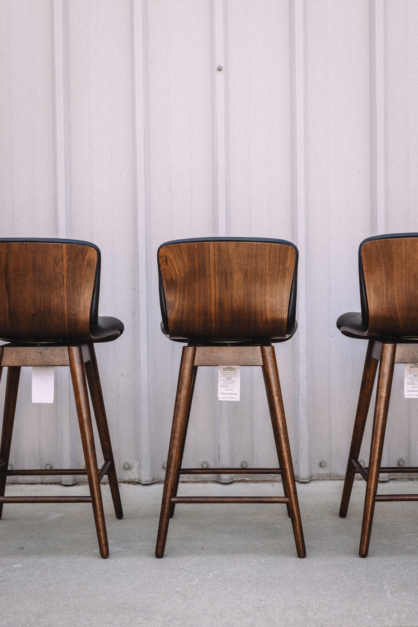 Article Sede Leather Swivel Counter Stool - Walnut And Black (Set of 4)