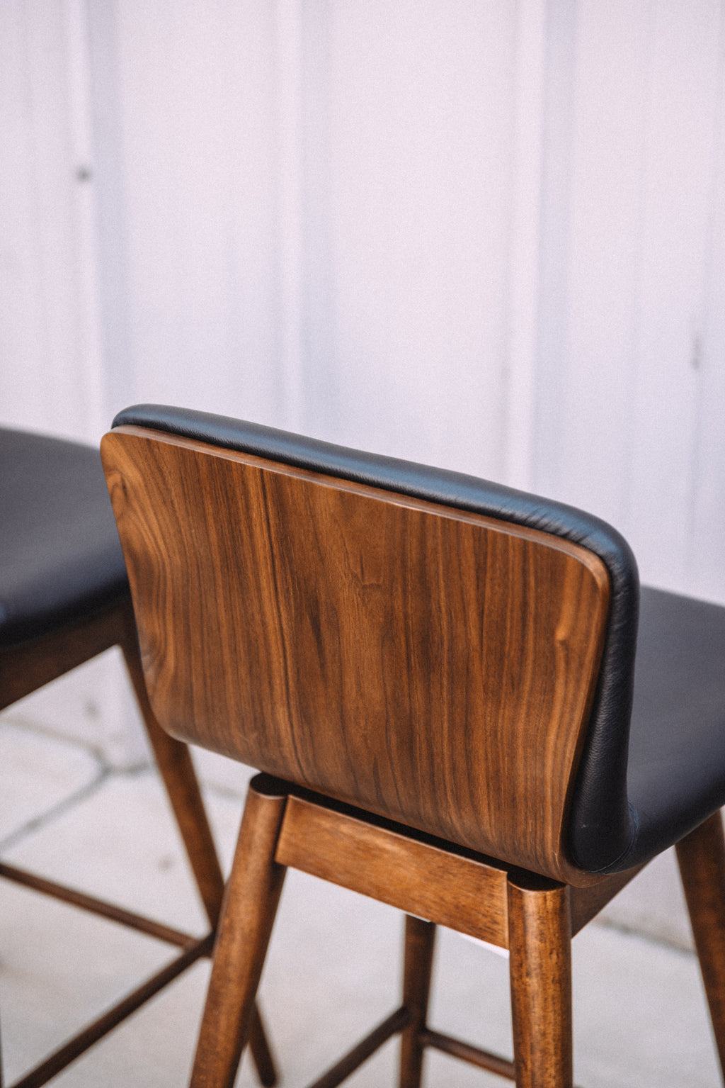 Article Sede Leather Swivel Counter Stool - Walnut And Black (Set of 4)