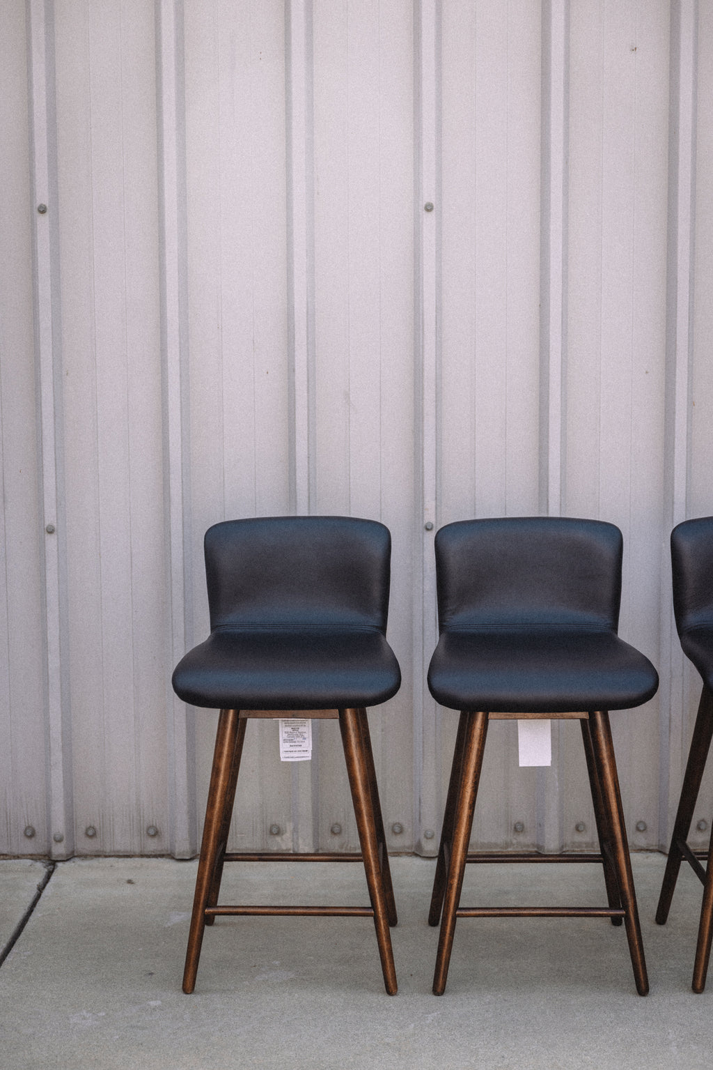 Article Sede Leather Swivel Counter Stool - Walnut And Black (Set of 4)