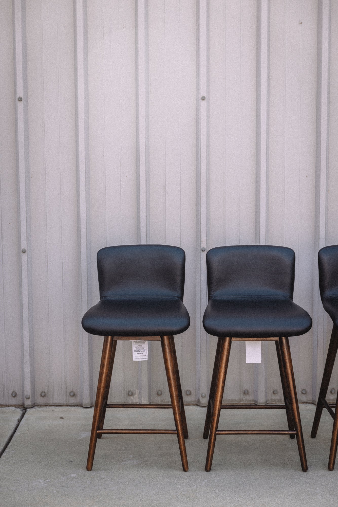 Article Sede Leather Swivel Counter Stool - Walnut And Black (Set of 4)