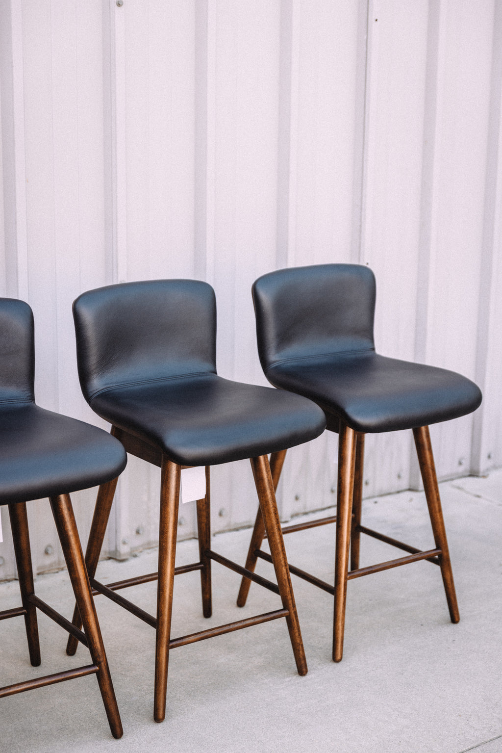 Article Sede Leather Swivel Counter Stool - Walnut And Black (Set of 4)