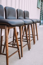 Article Sede Leather Swivel Counter Stool - Walnut And Black (Set of 4)