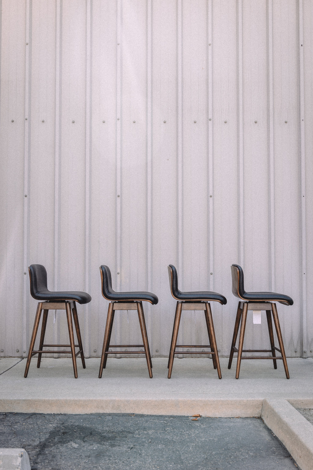 Article Sede Leather Swivel Counter Stool - Walnut And Black (Set of 4)