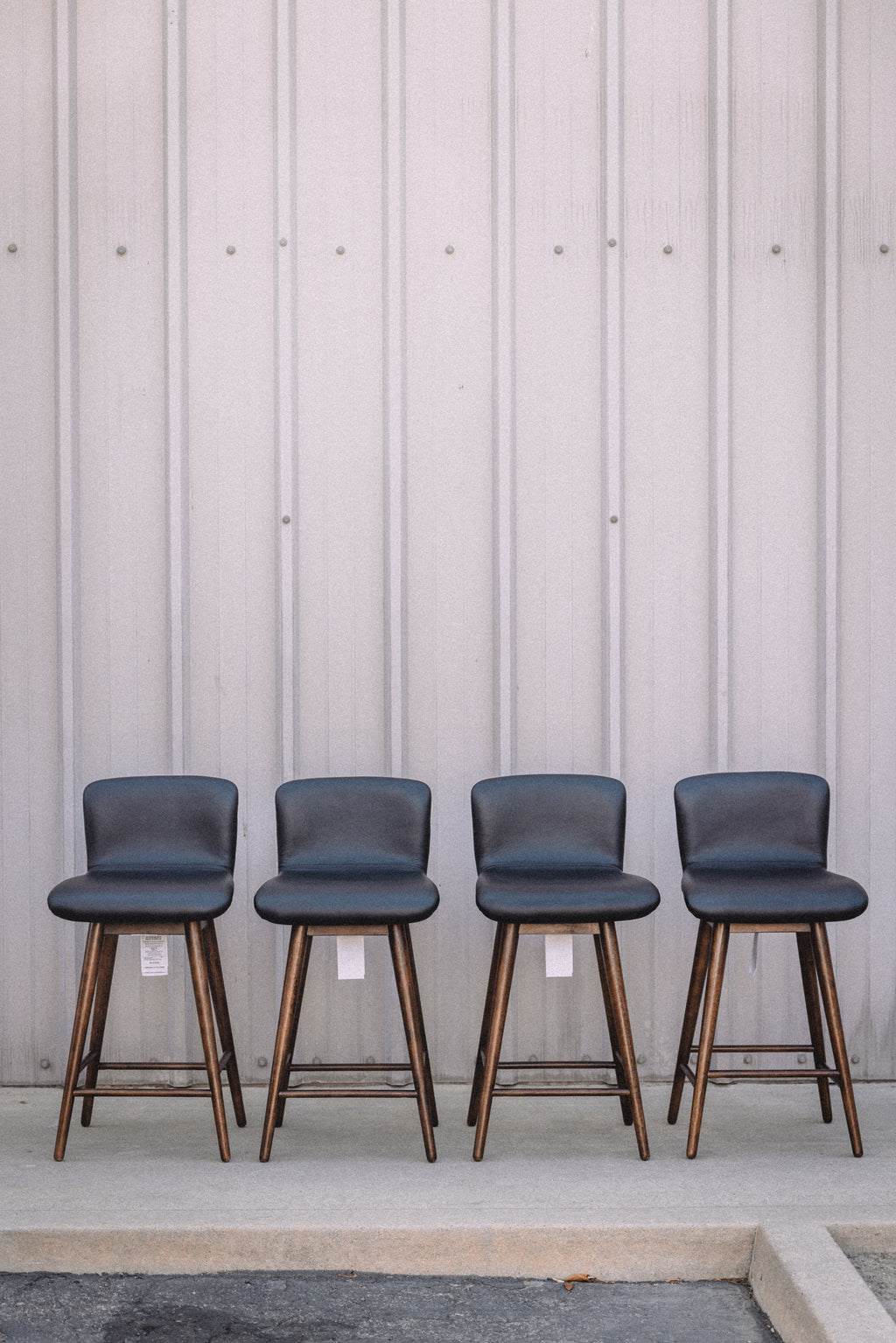 Article Sede Leather Swivel Counter Stool - Walnut And Black (Set of 4)