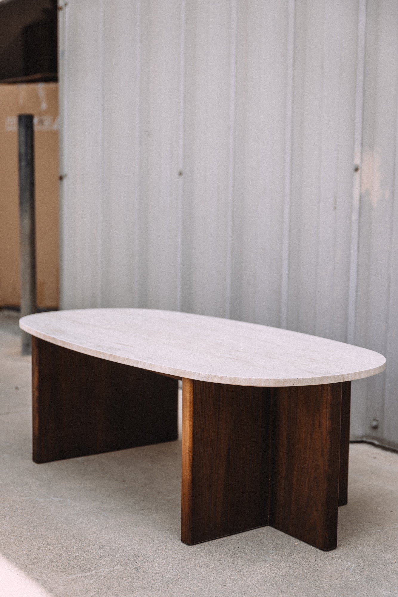 Article Sporo 47.25" Travertine Coffee Table - Walnut