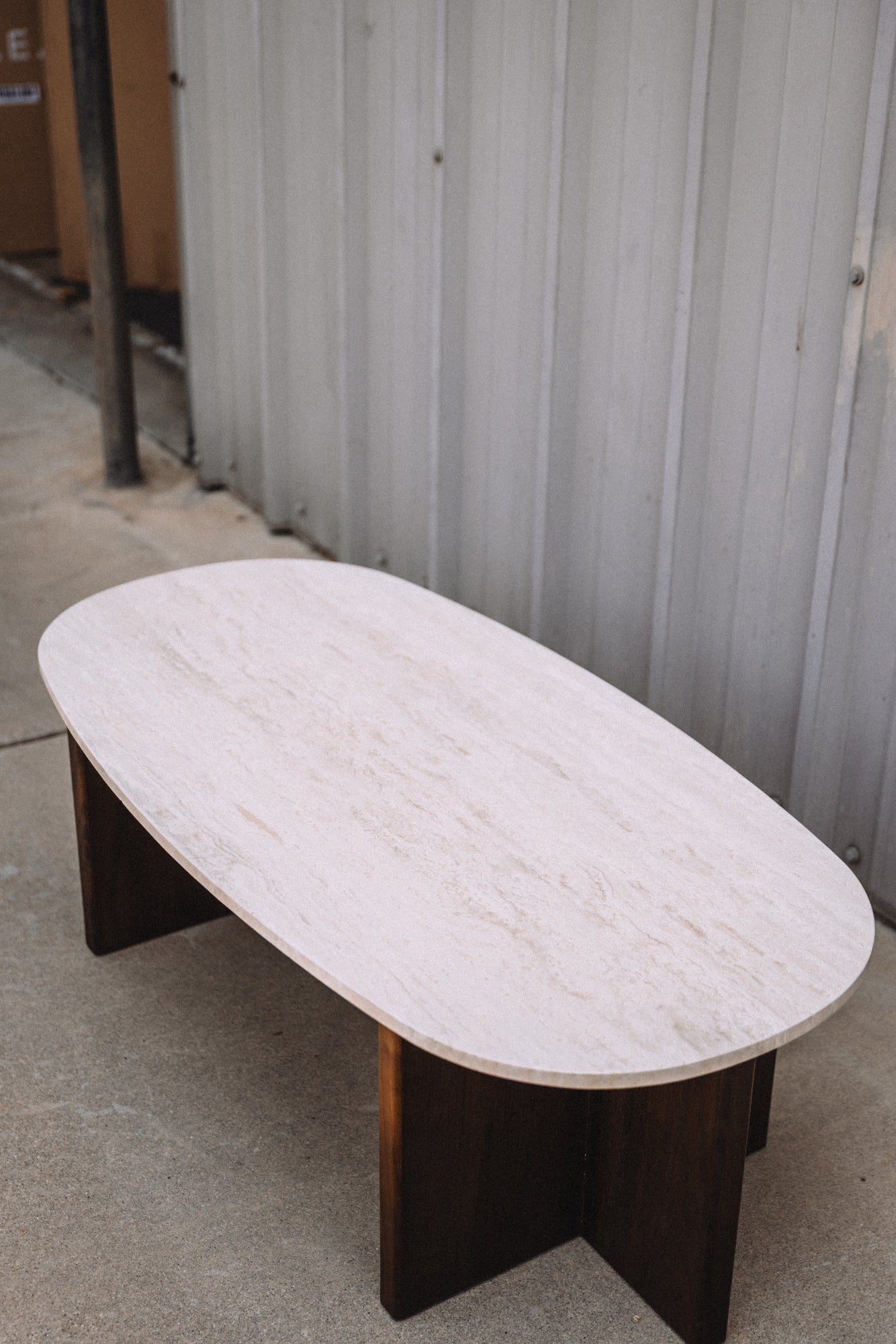 Article Sporo 47.25" Travertine Coffee Table - Walnut