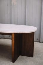 Article Sporo 47.25" Travertine Coffee Table - Walnut