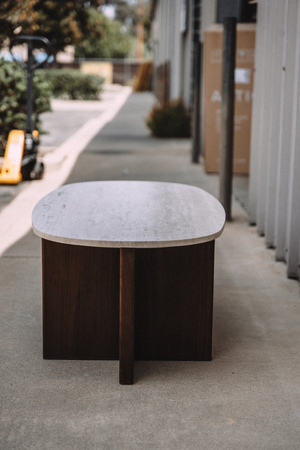 Article Sporo 47.25" Travertine Coffee Table - Walnut