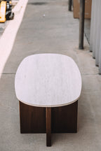 Article Sporo 47.25" Travertine Coffee Table - Walnut