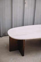 Article Sporo 47.25" Travertine Coffee Table - Walnut