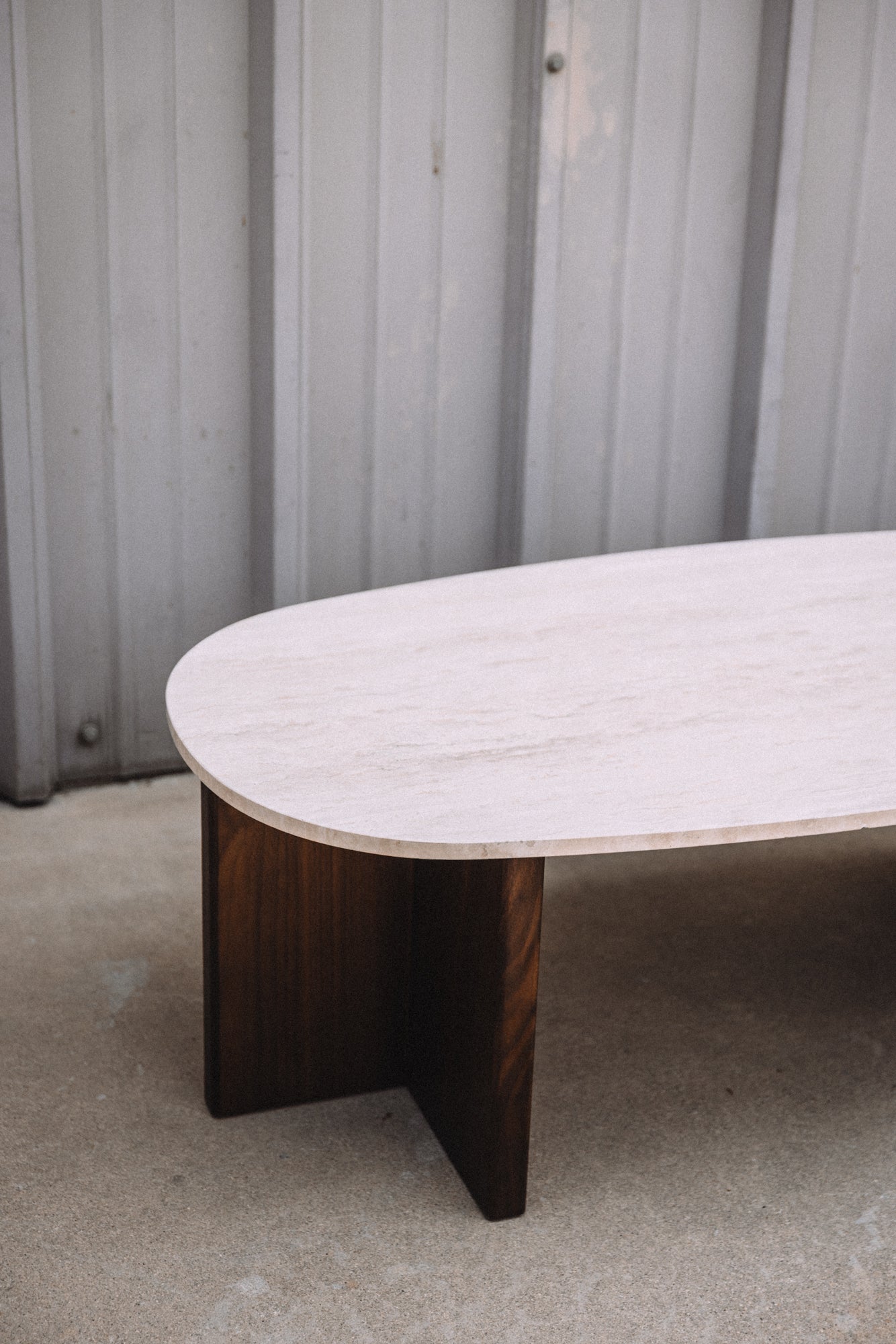 Article Sporo 47.25" Travertine Coffee Table - Walnut