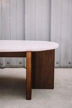 Article Sporo 47.25" Travertine Coffee Table - Walnut