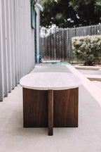 Article Sporo 47.25" Travertine Coffee Table - Walnut