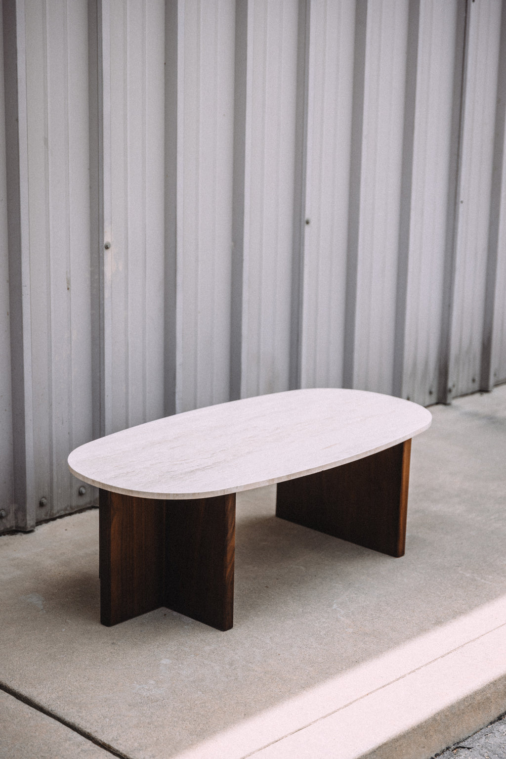Article Sporo 47.25" Travertine Coffee Table - Walnut