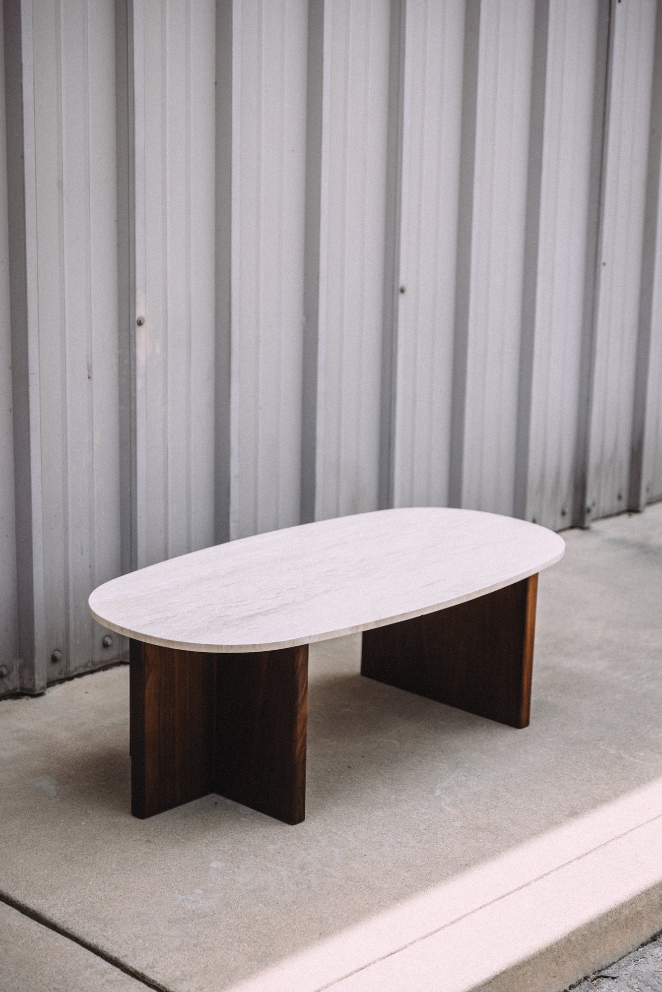 Article Sporo 47.25" Travertine Coffee Table - Walnut