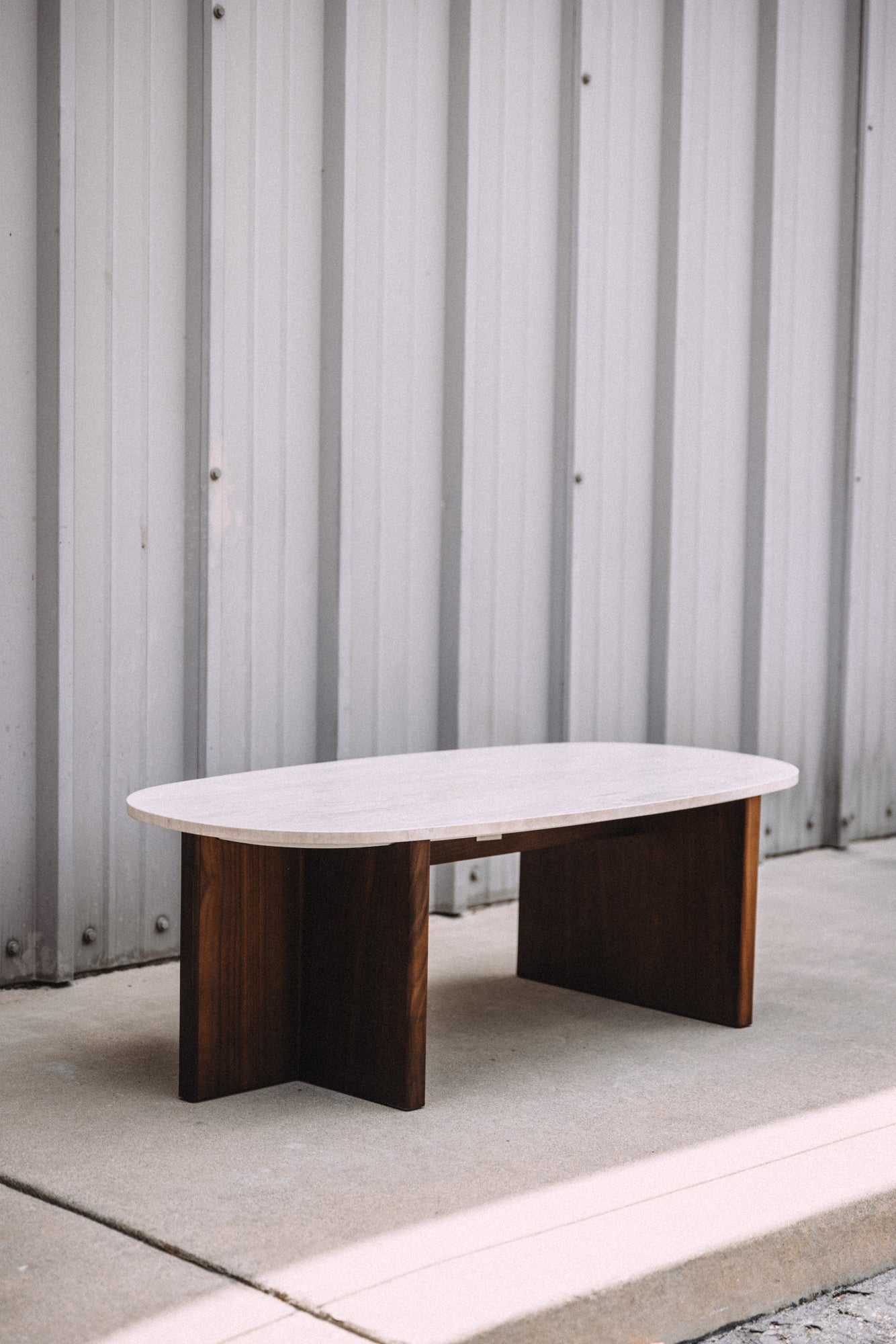 Article Sporo 47.25" Travertine Coffee Table - Walnut