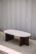 Article Sporo 47.25" Travertine Coffee Table - Walnut