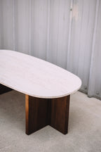 Article Sporo 47.25" Travertine Coffee Table - Walnut