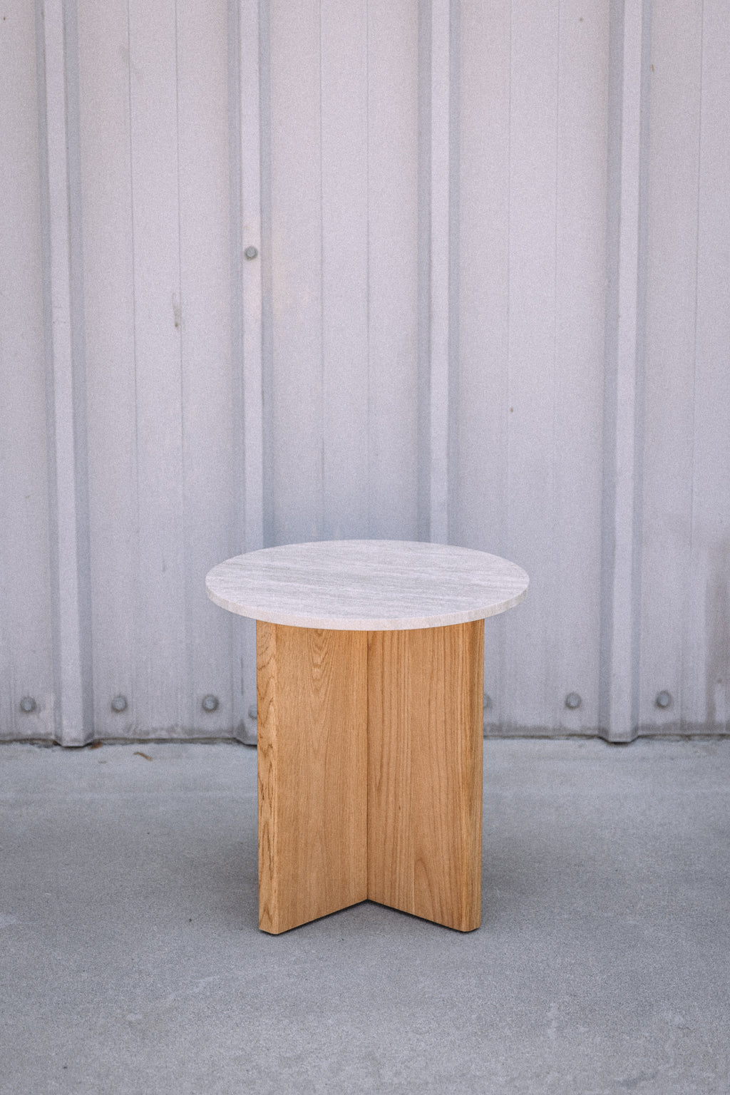 Article Sporo Travertine Side Table - Natural Oak