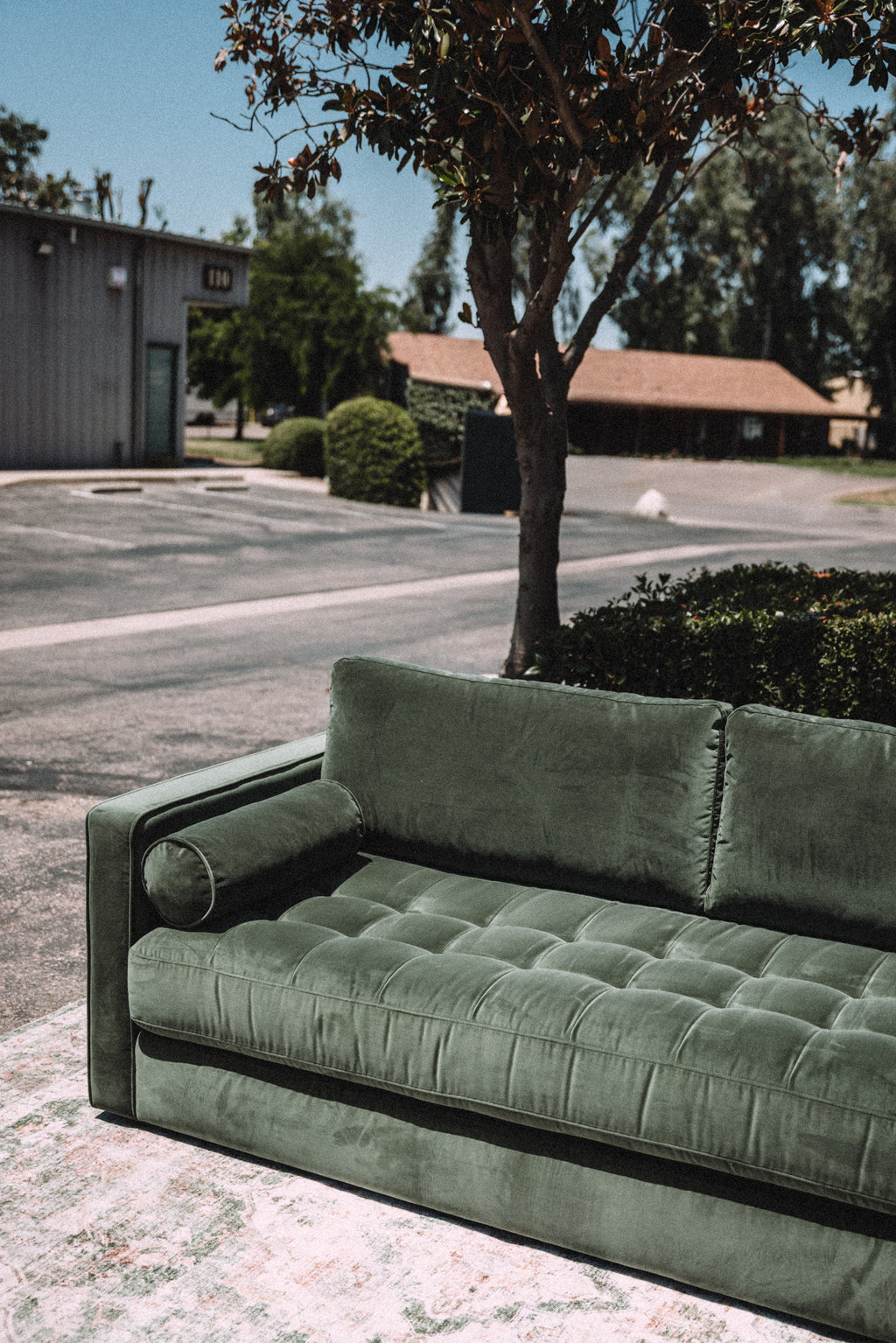 Article Sven 88" Tufted Velvet Sofa Bed Plush Pacific Green Velvet