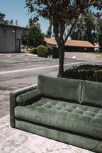 Article Sven 88" Tufted Velvet Sofa Bed Plush Pacific Green Velvet