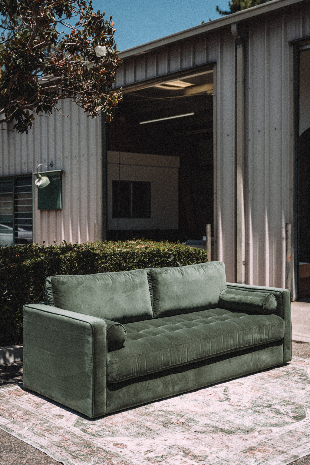 Article Sven 88" Tufted Velvet Sofa Bed Plush Pacific Green Velvet