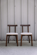 (Set of 4) Article Ulka Dining Chairs - Walnut and Ratine Buff