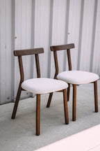 (Set of 4) Article Ulka Dining Chairs - Walnut and Ratine Buff