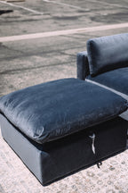 Bellamia Bella Pillow 3 Seater + Storage Ottoman - Dusty Blue Velvet