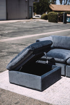 Bellamia Bella Pillow 3 Seater + Storage Ottoman - Dusty Blue Velvet