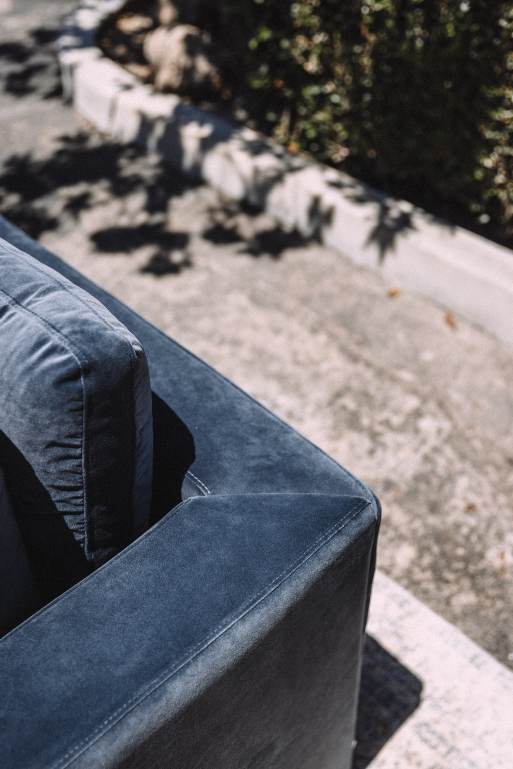 Bellamia Bella Pillow 3 Seater + Storage Ottoman - Dusty Blue Velvet