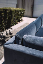Bellamia Bella Pillow 3 Seater + Storage Ottoman - Dusty Blue Velvet