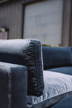 Bellamia Bella Pillow 3 Seater + Storage Ottoman - Dusty Blue Velvet