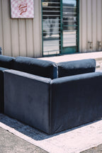 Bellamia Bella Pillow 3 Seater + Storage Ottoman - Dusty Blue Velvet