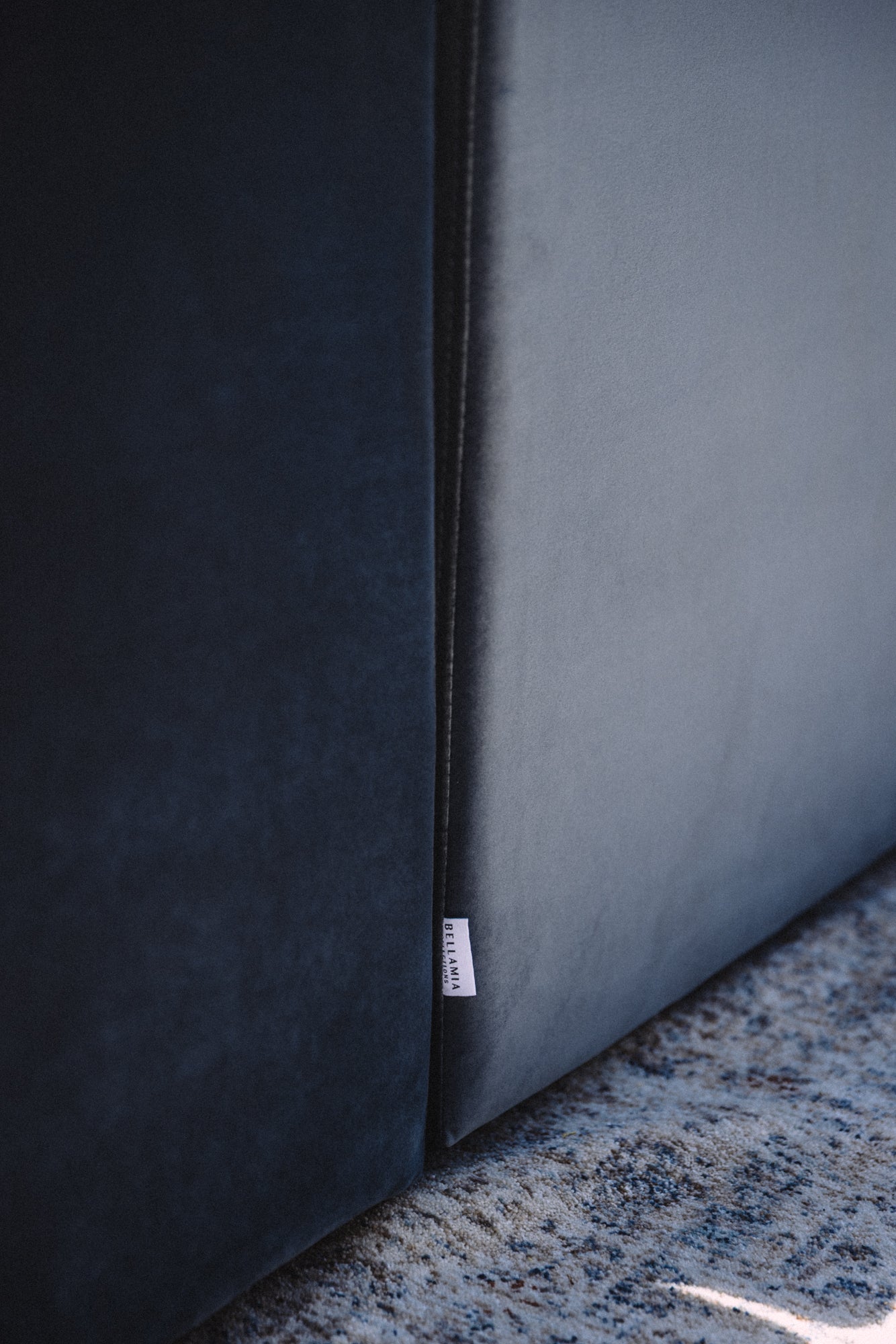 Bellamia Bella Pillow 3 Seater + Storage Ottoman - Dusty Blue Velvet