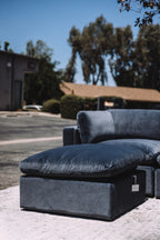 Bellamia Bella Pillow 3 Seater + Storage Ottoman - Dusty Blue Velvet