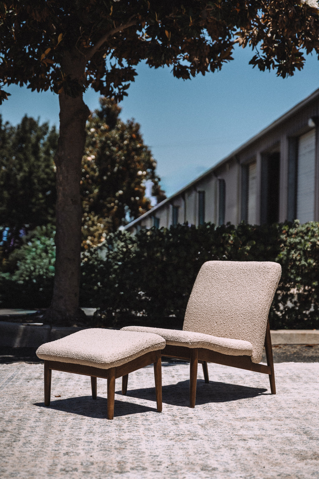 Burrow Gimlet Chair + Ottoman - Oatmeal - Performance Boucle