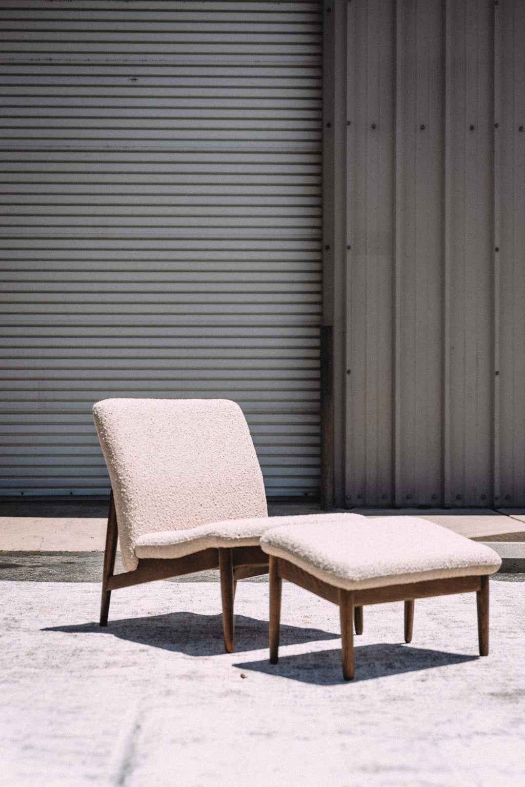 Burrow Gimlet Chair + Ottoman - Oatmeal - Performance Boucle