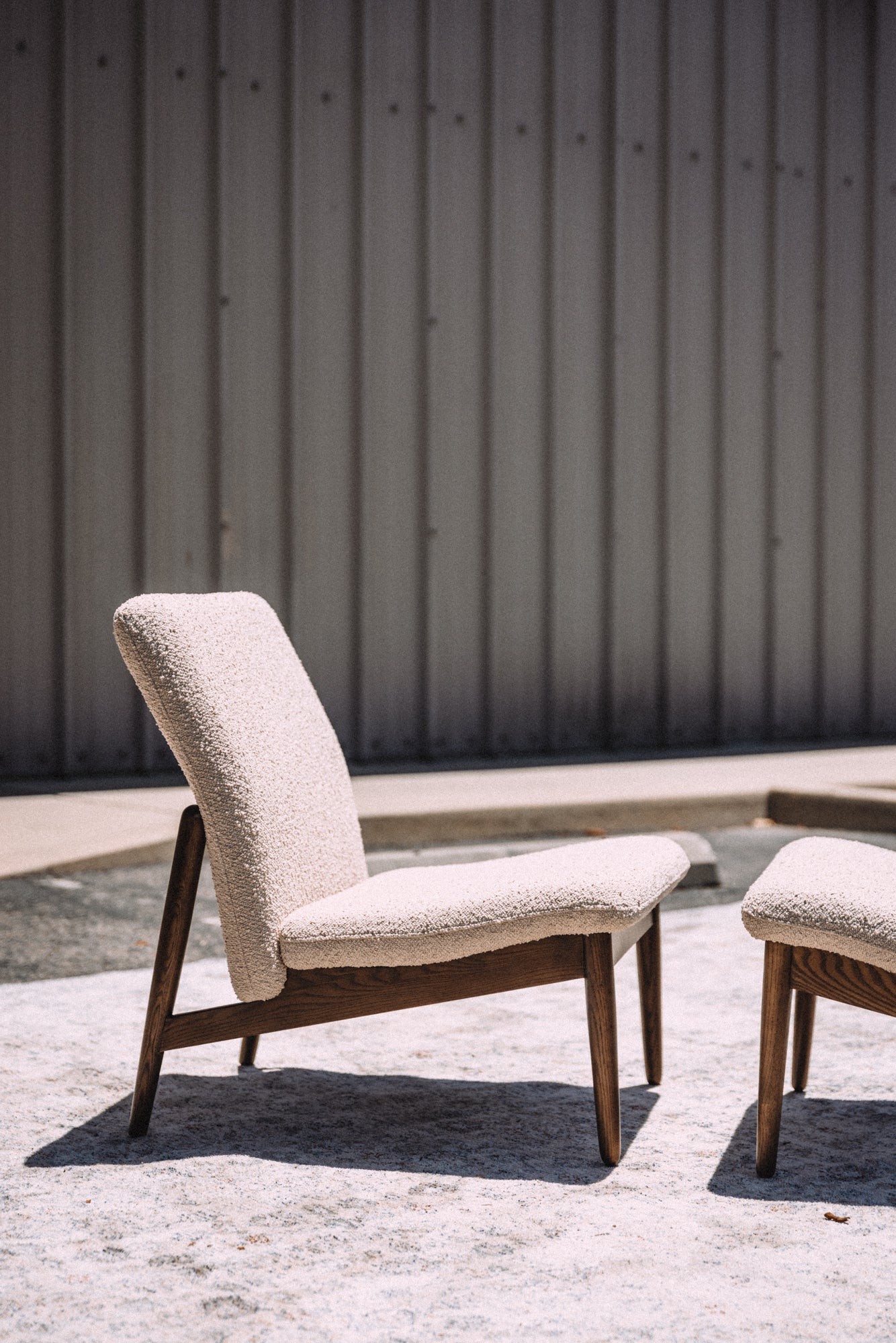 Burrow Gimlet Chair + Ottoman - Oatmeal - Performance Boucle