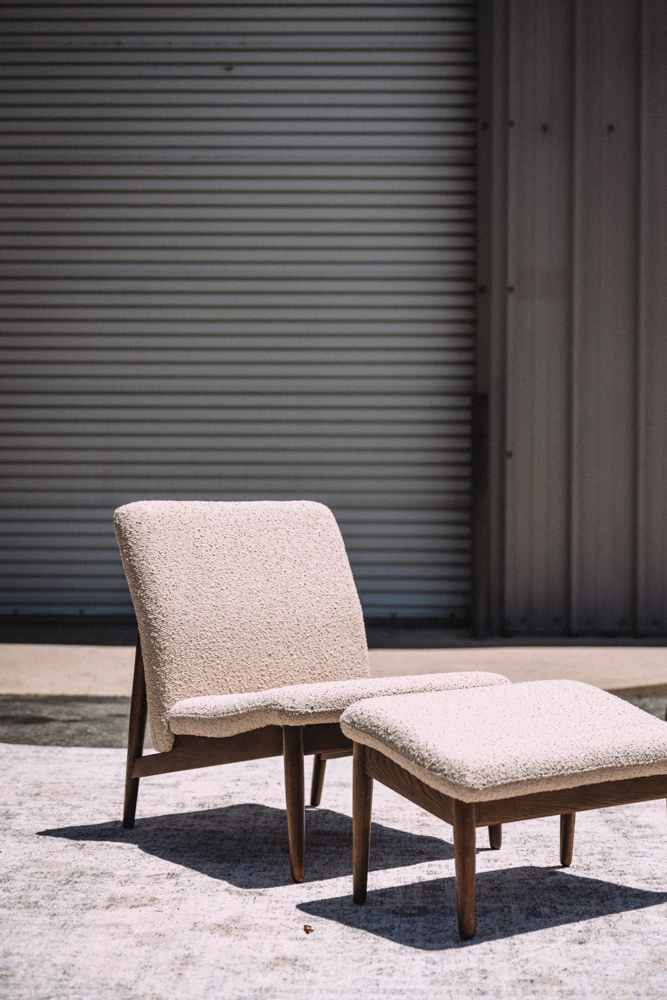 Burrow Gimlet Chair + Ottoman - Oatmeal - Performance Boucle