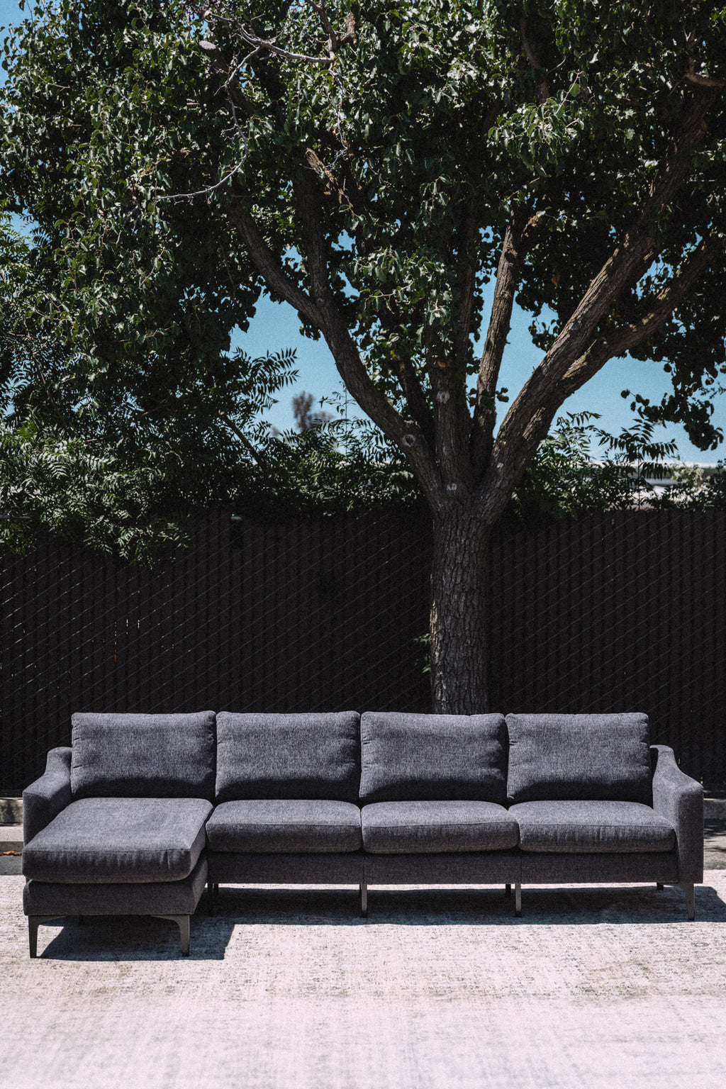 Burrow Nomad King Chaise Sectional - Heather Charcoal Performance Chenille