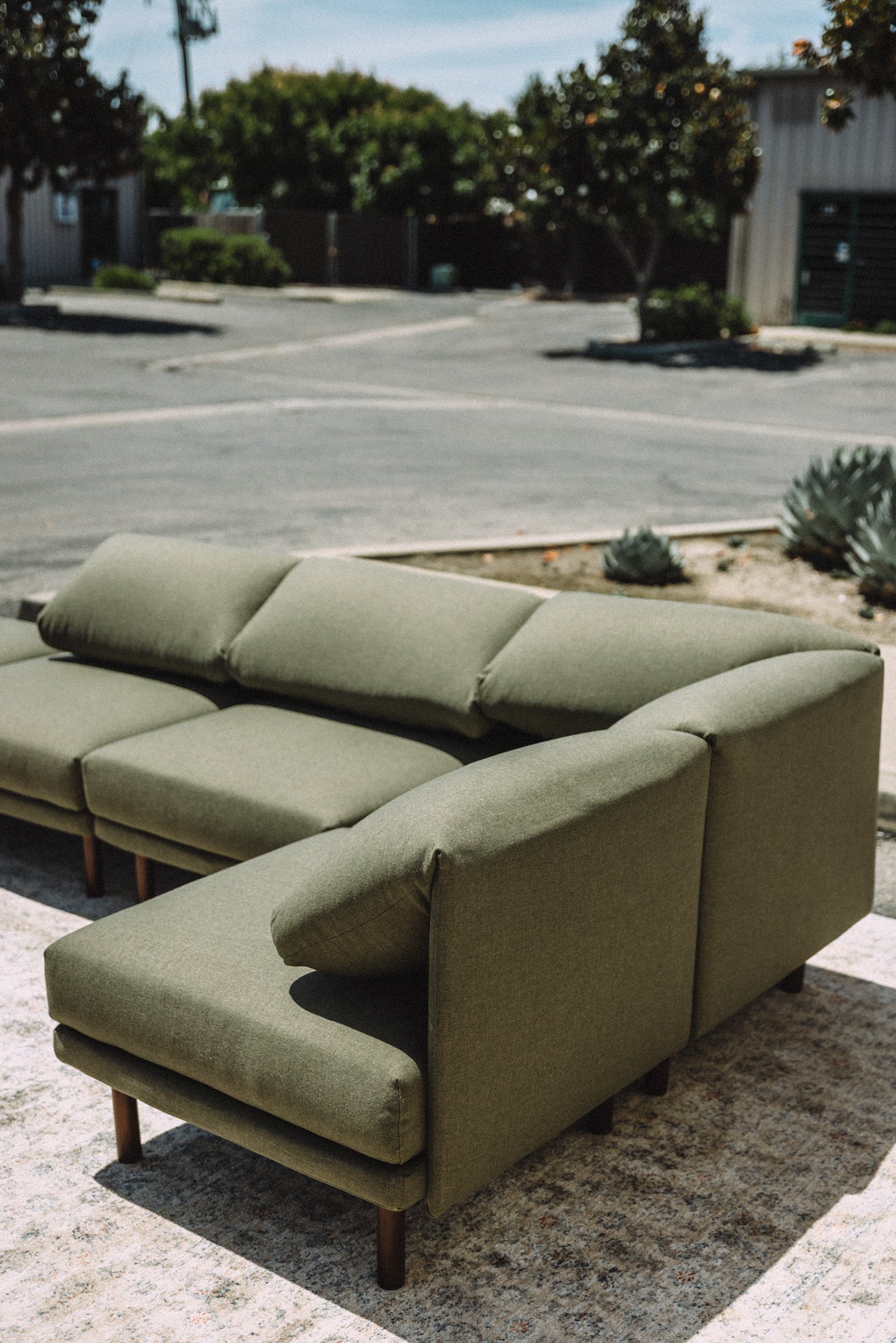 Burrow Range 5PC Sectional Lounger Moss Green
