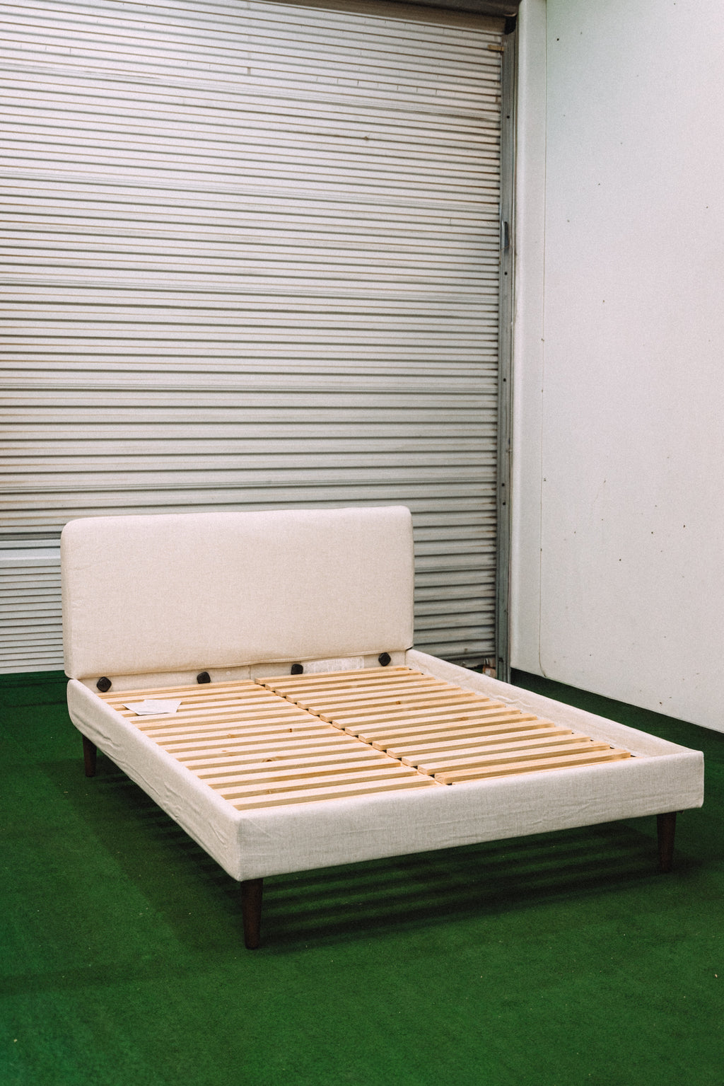 Burrow Chorus Upholstered Queen Bed Papyrus/Walnut