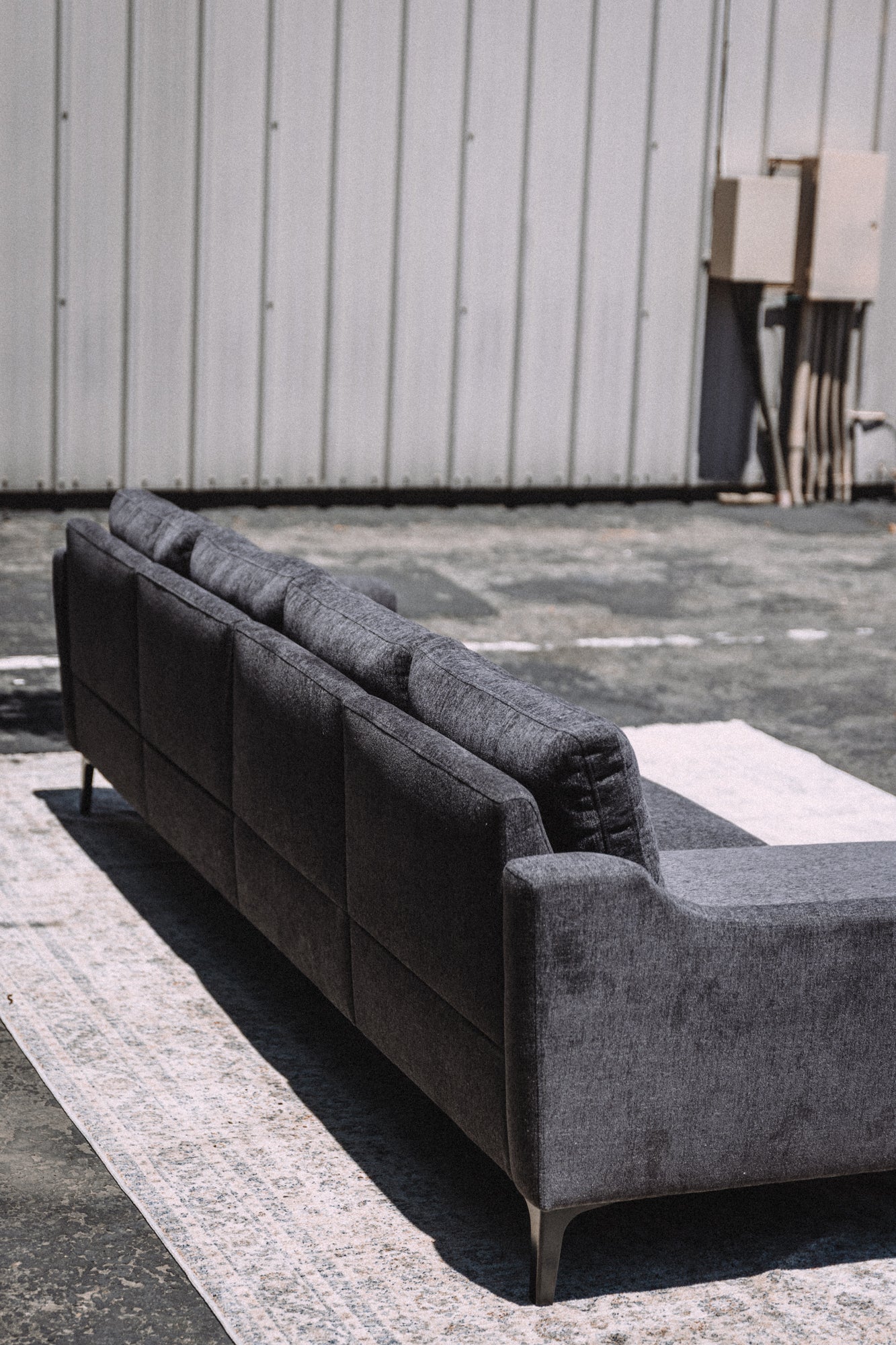 Burrow Nomad King Chaise Sectional - Heather Charcoal Performance Chenille