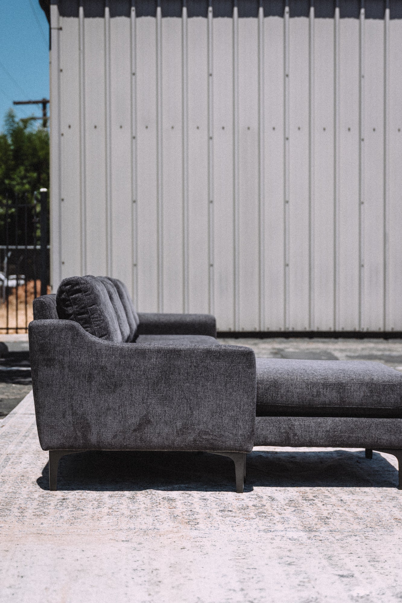 Burrow Nomad King Chaise Sectional - Heather Charcoal Performance Chenille