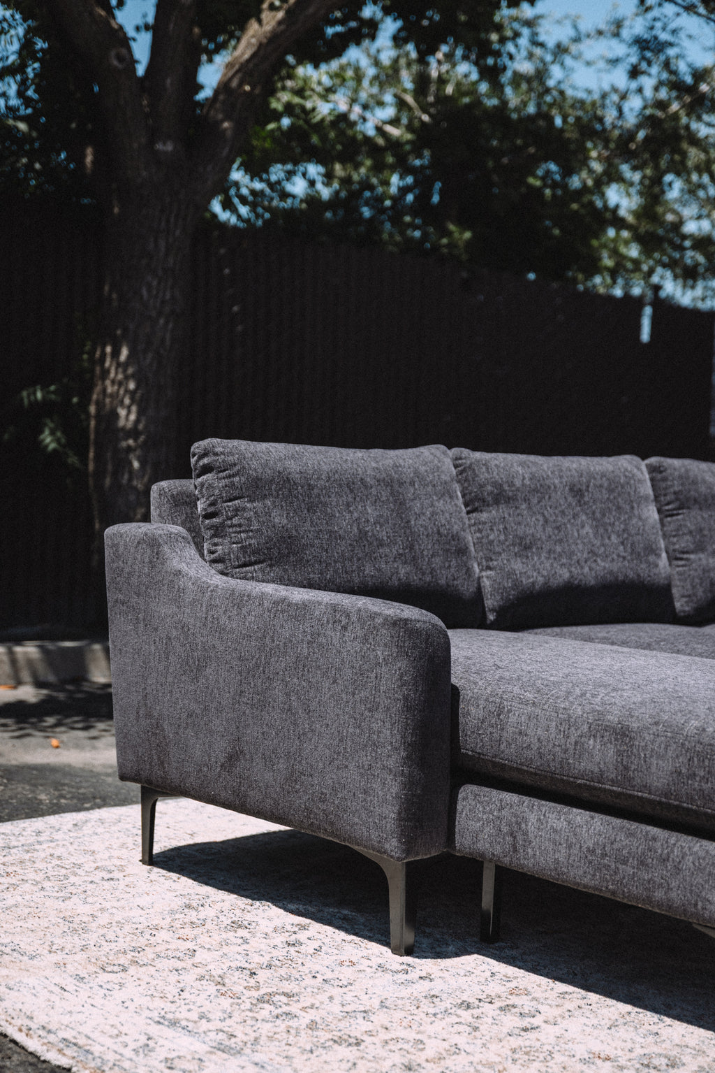Burrow Nomad King Chaise Sectional - Heather Charcoal Performance Chenille
