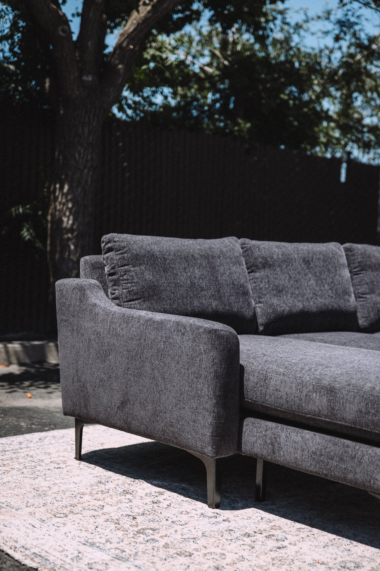 Burrow Nomad King Chaise Sectional - Heather Charcoal Performance Chenille