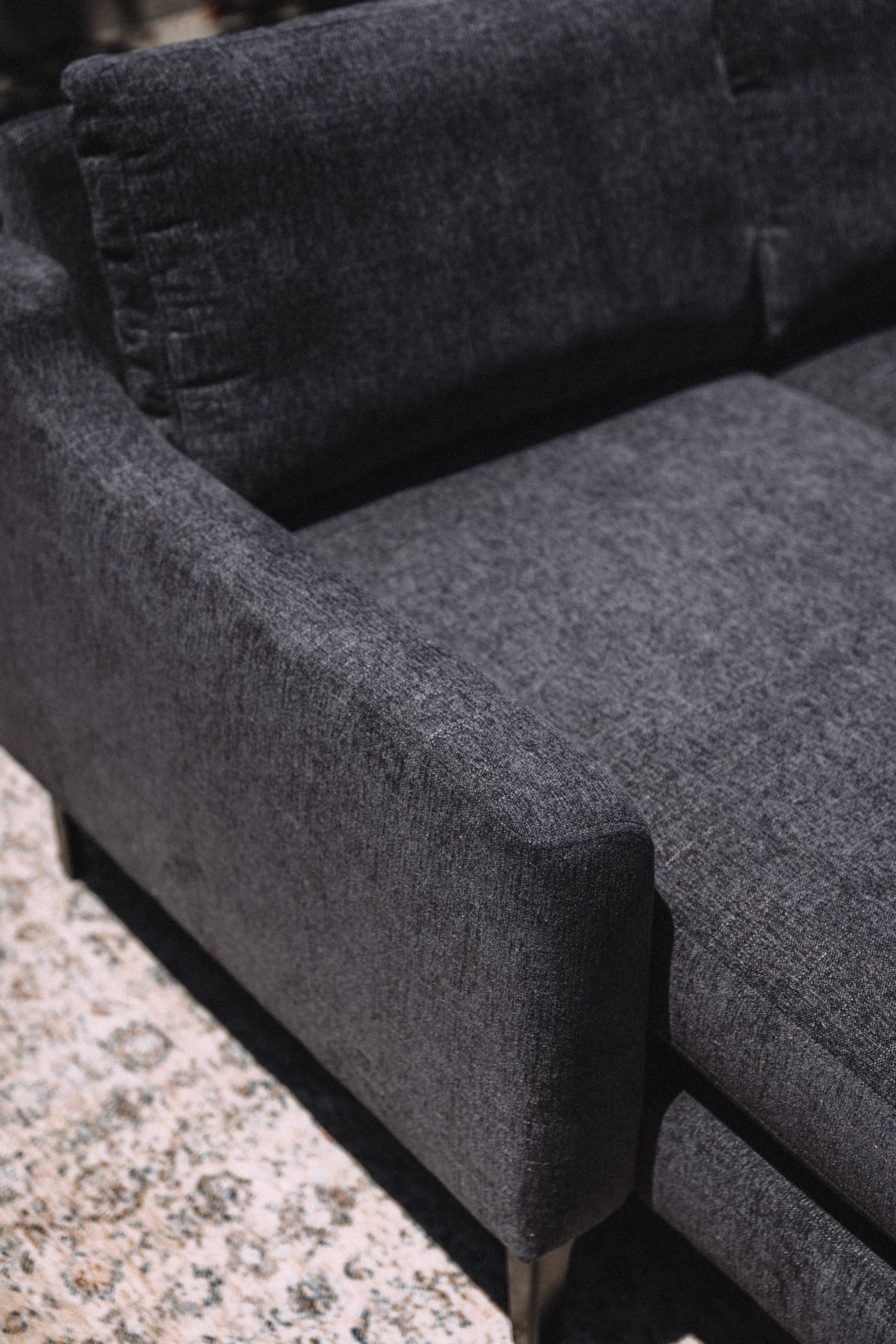 Burrow Nomad King Chaise Sectional - Heather Charcoal Performance Chenille
